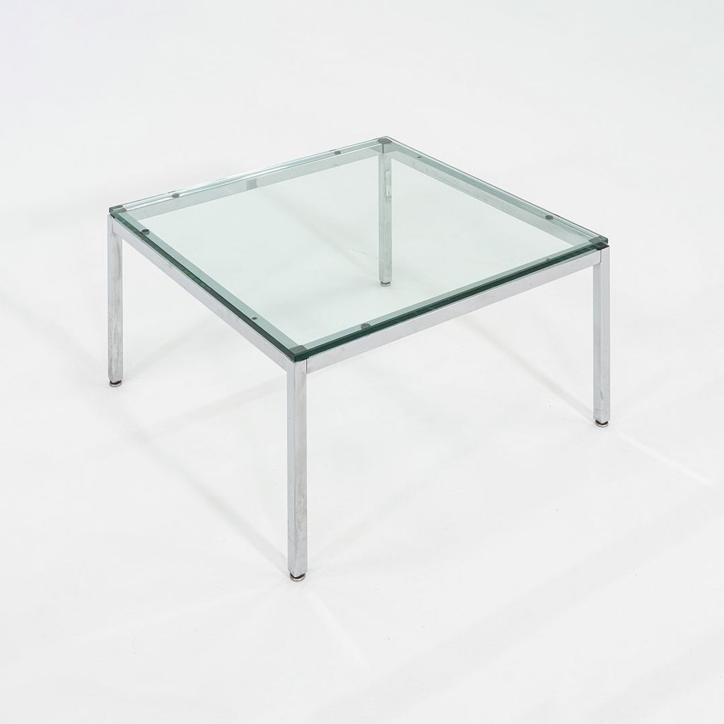 1990s Florence Knoll Side / End Table w/ Glass Top 26x26x14 Inches 6+ Available