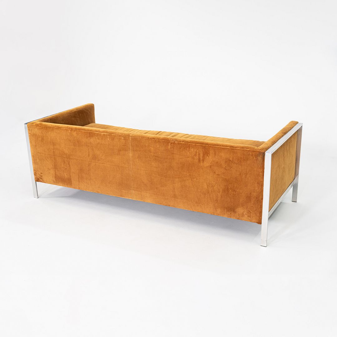 1972 Tomlinson Furniture Sofa w/ Chromed Steel Frame & Ochre Corduroy Upholstery