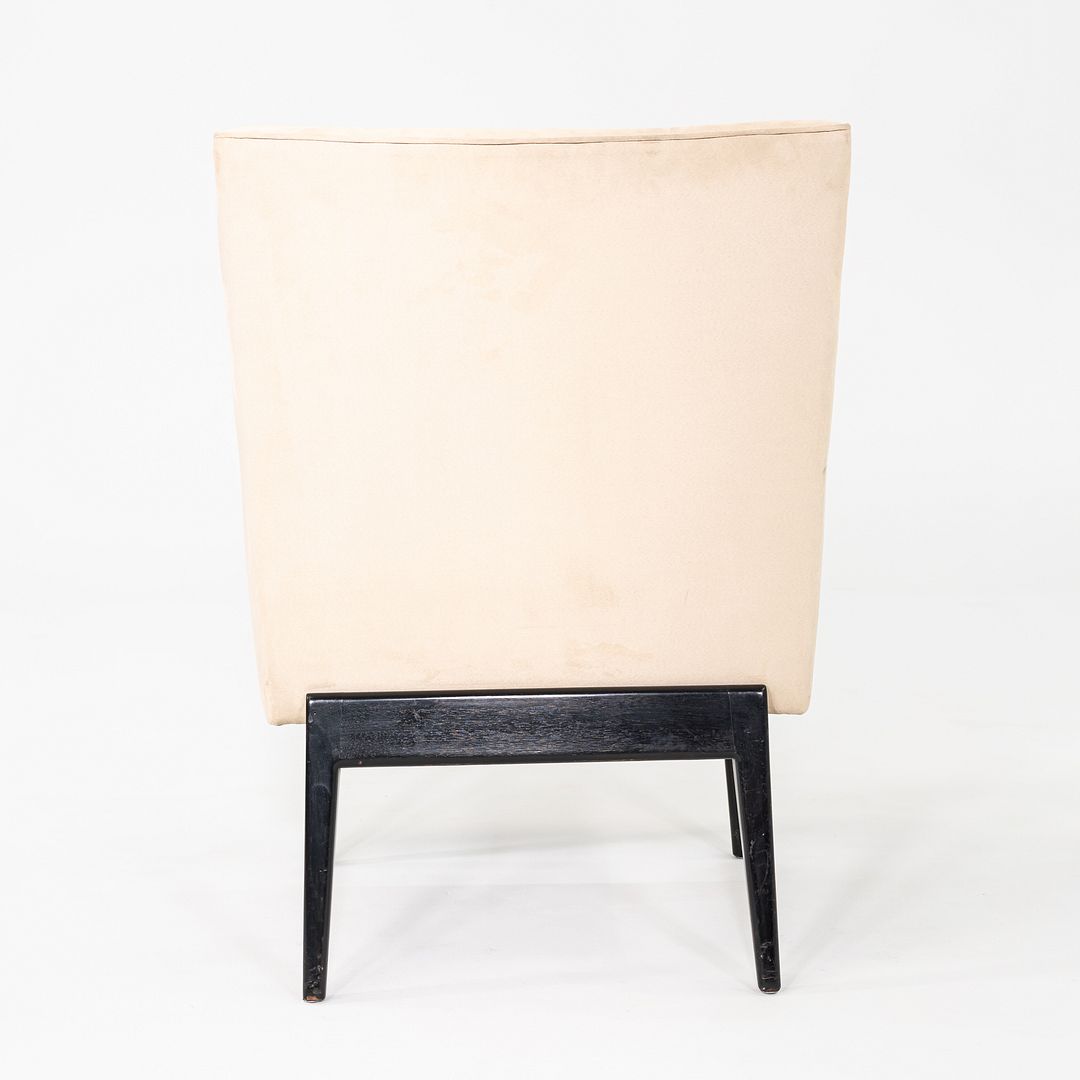 C. 1950s Pair of Jens Risom Design Upholstered Lounge Armchairs w/ Mahogany Legs