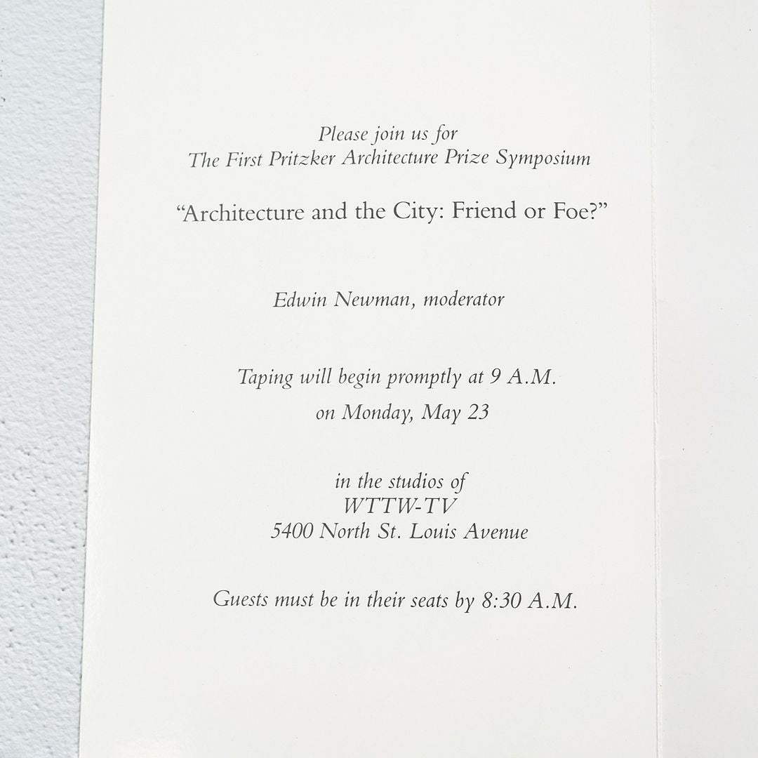 1988 Gordon Bunshaft's Pritzker Architecture Prize Program + Personal Invitation