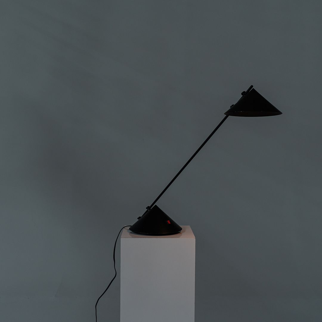 1980s Artemide Sidecar of Italy Memphis Table Lamp in Black Metal & Plastic