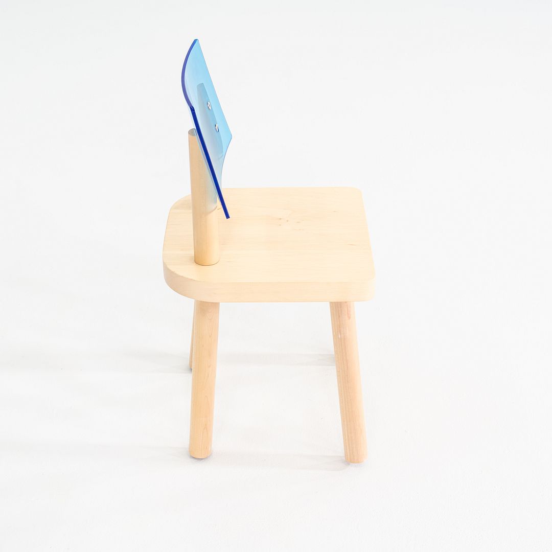 2020s Nico and Yeye Childrens Side Chairs & Dining Table in Blue Acrylic & Maple