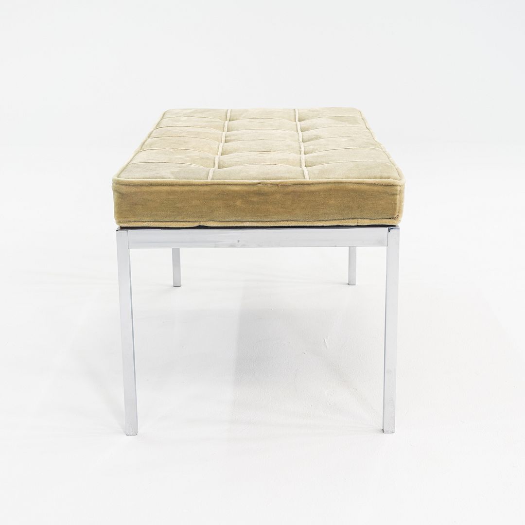 1960s Florence Knoll Chrome Bench Upholstered in Green Mohair 36x18" 2x Avail