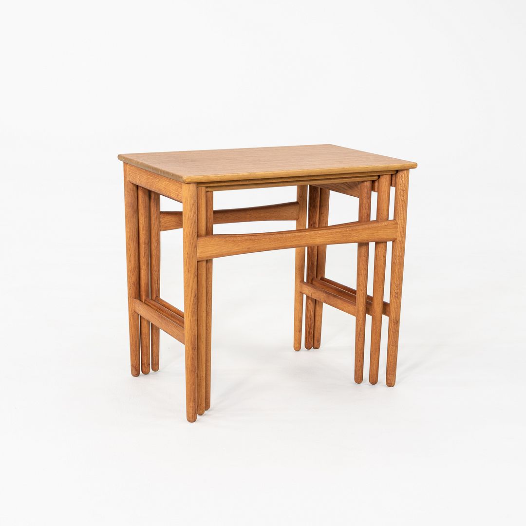1960s Set of Three Danish Nesting Tables Hans Wegner for Andreas Tuck Teak & Oak