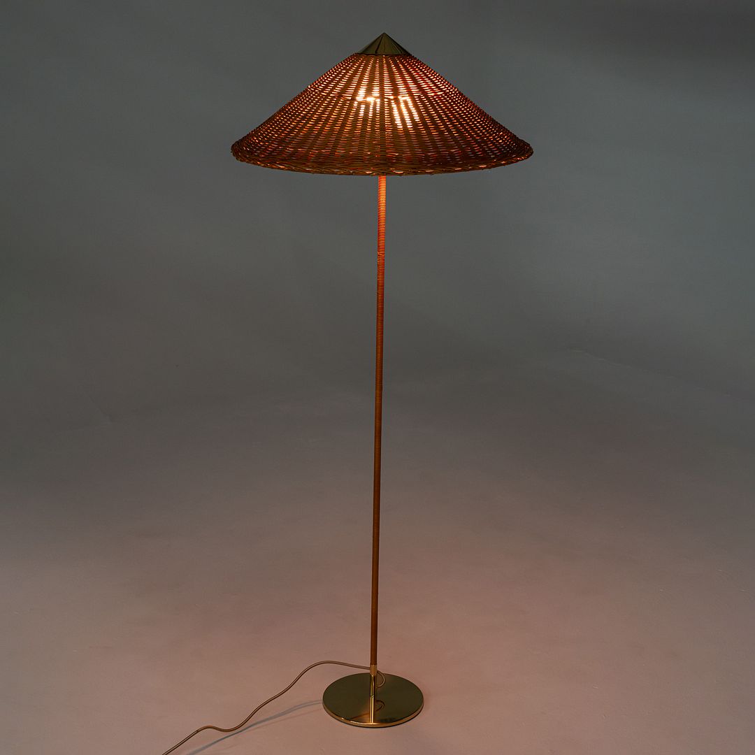 2024 Paavo Tynell for GUBI 9602 Floor Lamp "Chinese Hat" Wicker Shade 3x Avail