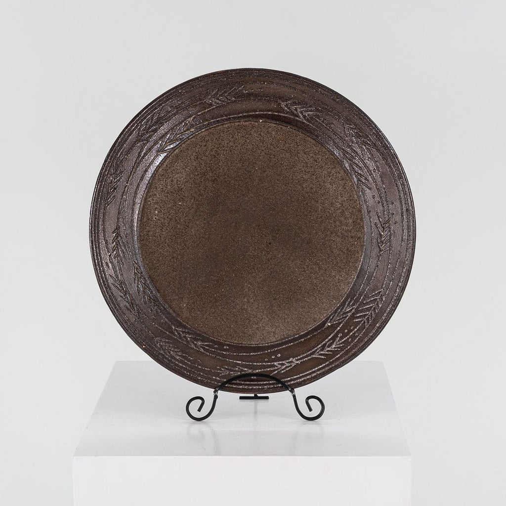 1950s Brown Salt-Glazed Stoneware Platter Nancy Wickham Boyd Studio Made in VT