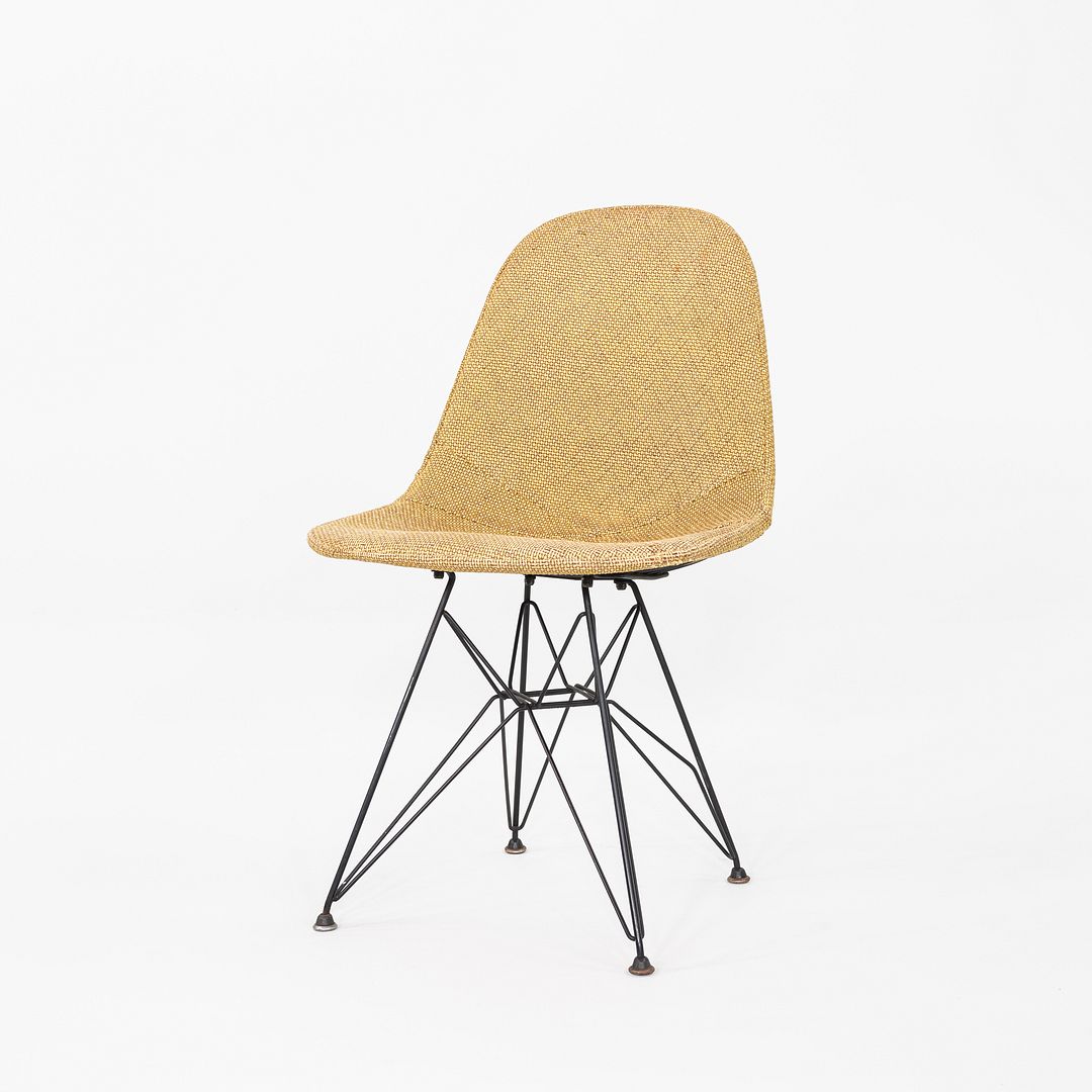 1954 Pair of Eames Herman Miller DKR-1 Chairs w/ Eiffel Bases in Hopsack Fabric