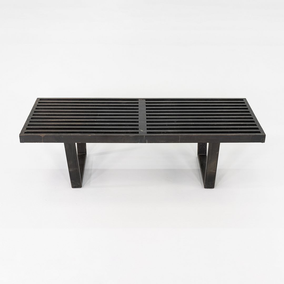 1950s George Nelson for Herman Miller Slatted Bench in Ebonized Wood, Model 4992