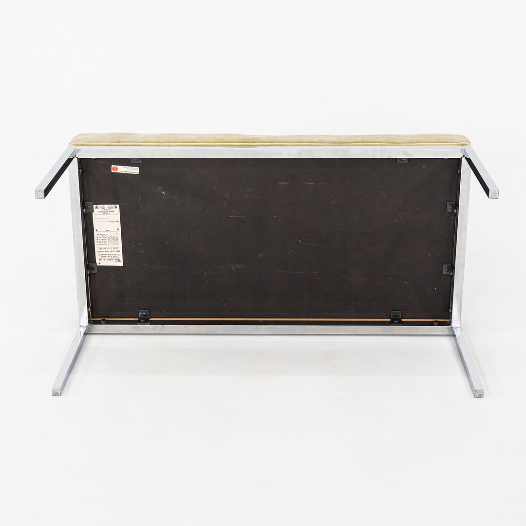 1960s Florence Knoll Chrome Bench Upholstered in Green Mohair 36x18" 2x Avail