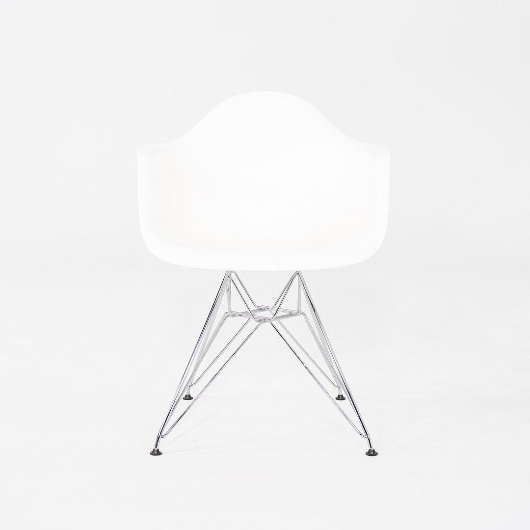 2020s Pair of Herman Miller Eames DAR Dining Arm Chairs in White w/ Eiffel Base
