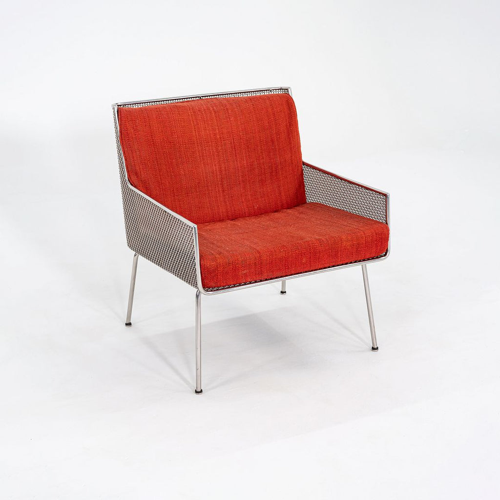 1957 Davis Allen of SOM for Inland Steel Lounge Chair made by Treitel Gratz in Steel Mesh and Jack Lenor Larsen Orange Fabric.