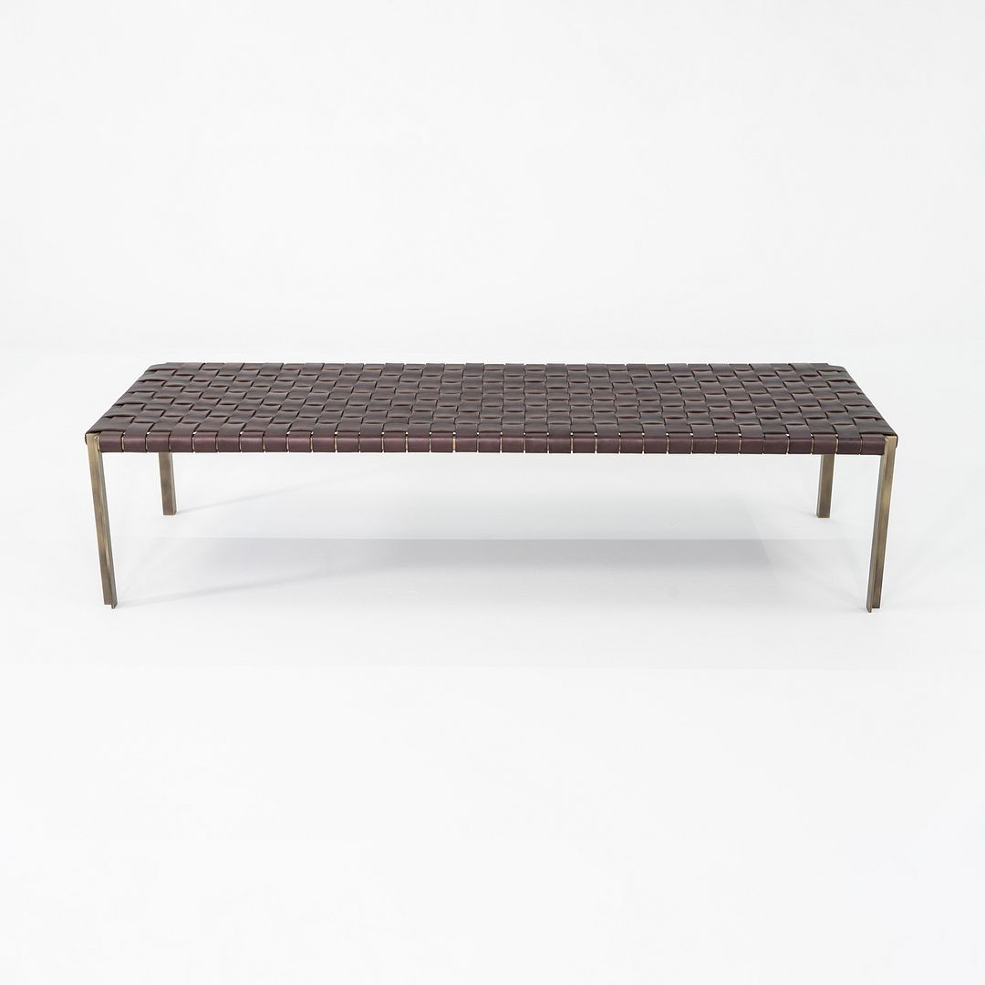 2020s Gratz / Laverne TG-18 Large Bench in Bronze with Woven Dark Brown Leather