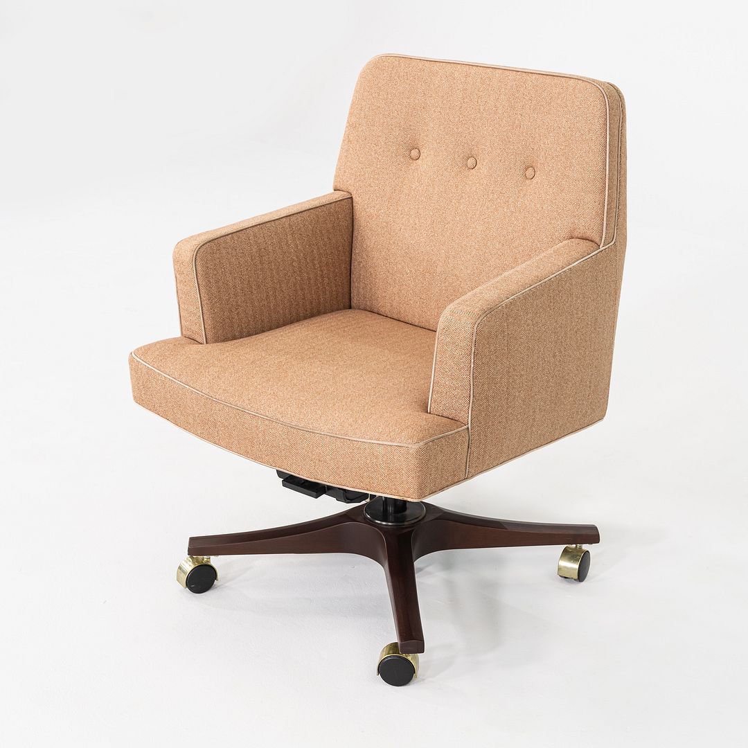 1960s Executive Desk Chair by Edward Wormley for Dunbar Tan Herringbone Fabric