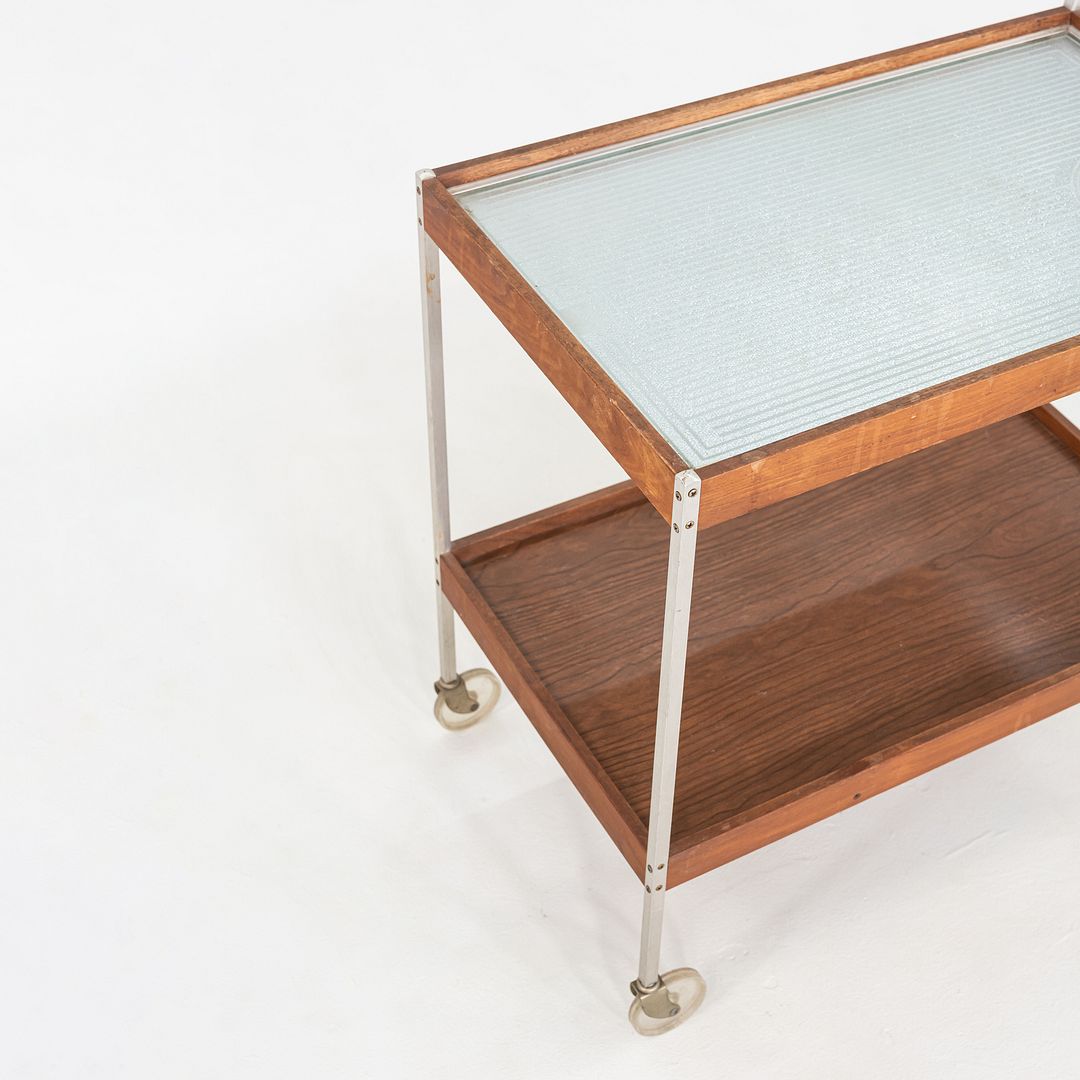 1960s Salton Hotable Two-Tier Heated Buffet Cart Aluminum & Walnut, Model H-358