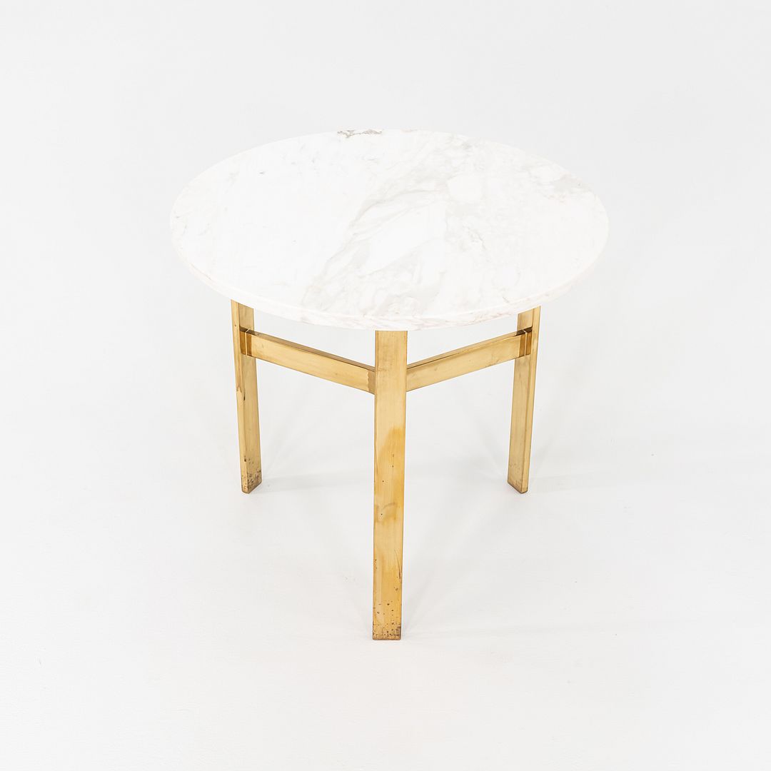 1970s Jacob Epstein Cumberland Side / End Table w/ Bronze Base & Marble Top 22"