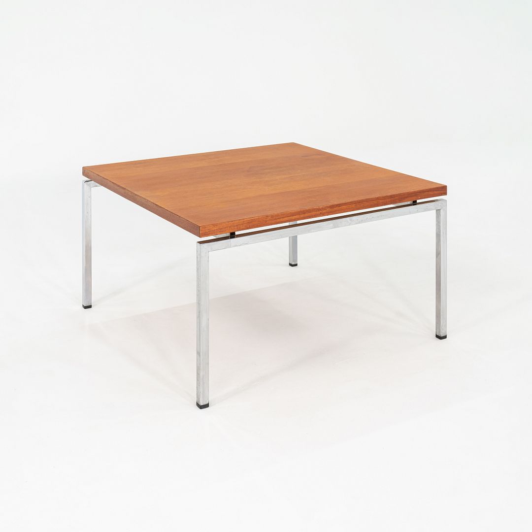 1970s Danish Chromed Steel and Teak Coffee or End Table 33 x 33 x 19 inches