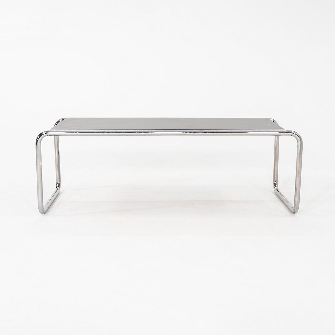 1990s Marcel Breuer for Thonet Laccio Coffee Table Black Laminate w/ Steel Frame