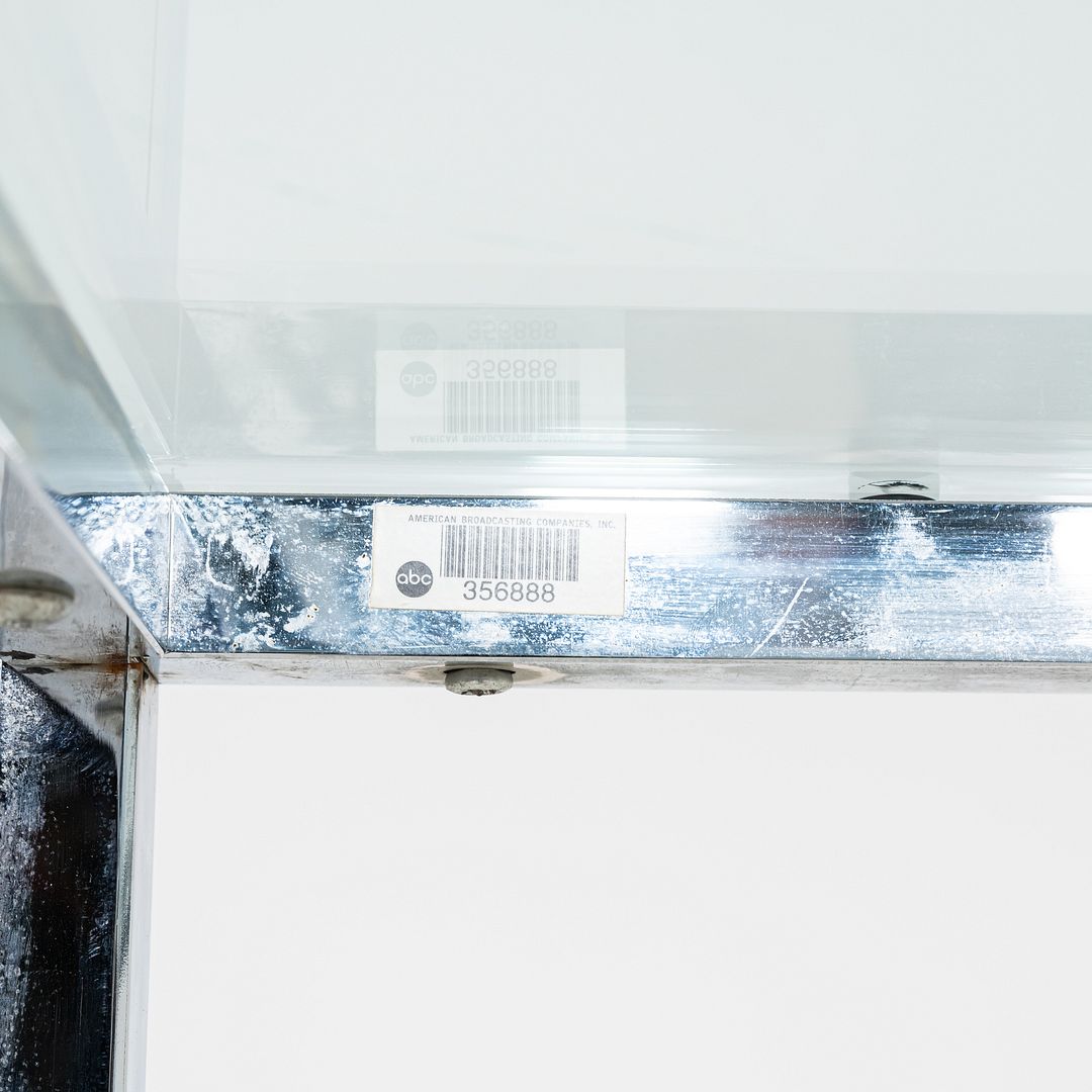 1990s Florence Knoll Side / End Table Steel Base with Glass Top 30x30x21 Inches