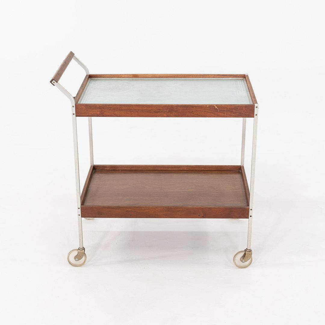 1960s Salton Hotable Two-Tier Heated Buffet Cart Aluminum & Walnut, Model H-358