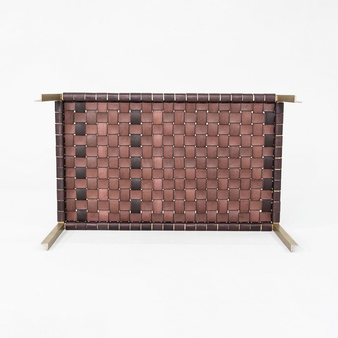 2020s Gratz / Laverne TG-18 Small Bench in Bronze and Brown Leather 27x44 Inches