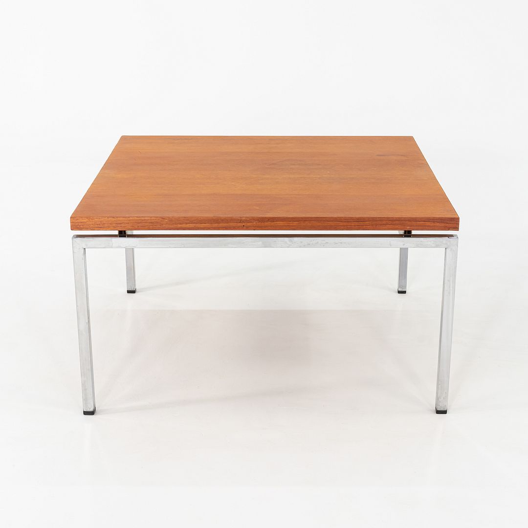 1970s Danish Chromed Steel and Teak Coffee or End Table 33 x 33 x 19 inches