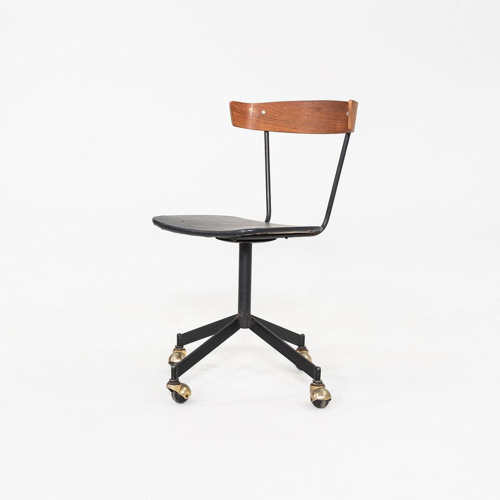 1960s Clifford Pascoe Desk Chair in Walnut by Lewis Street Metal Corp in Vinyl