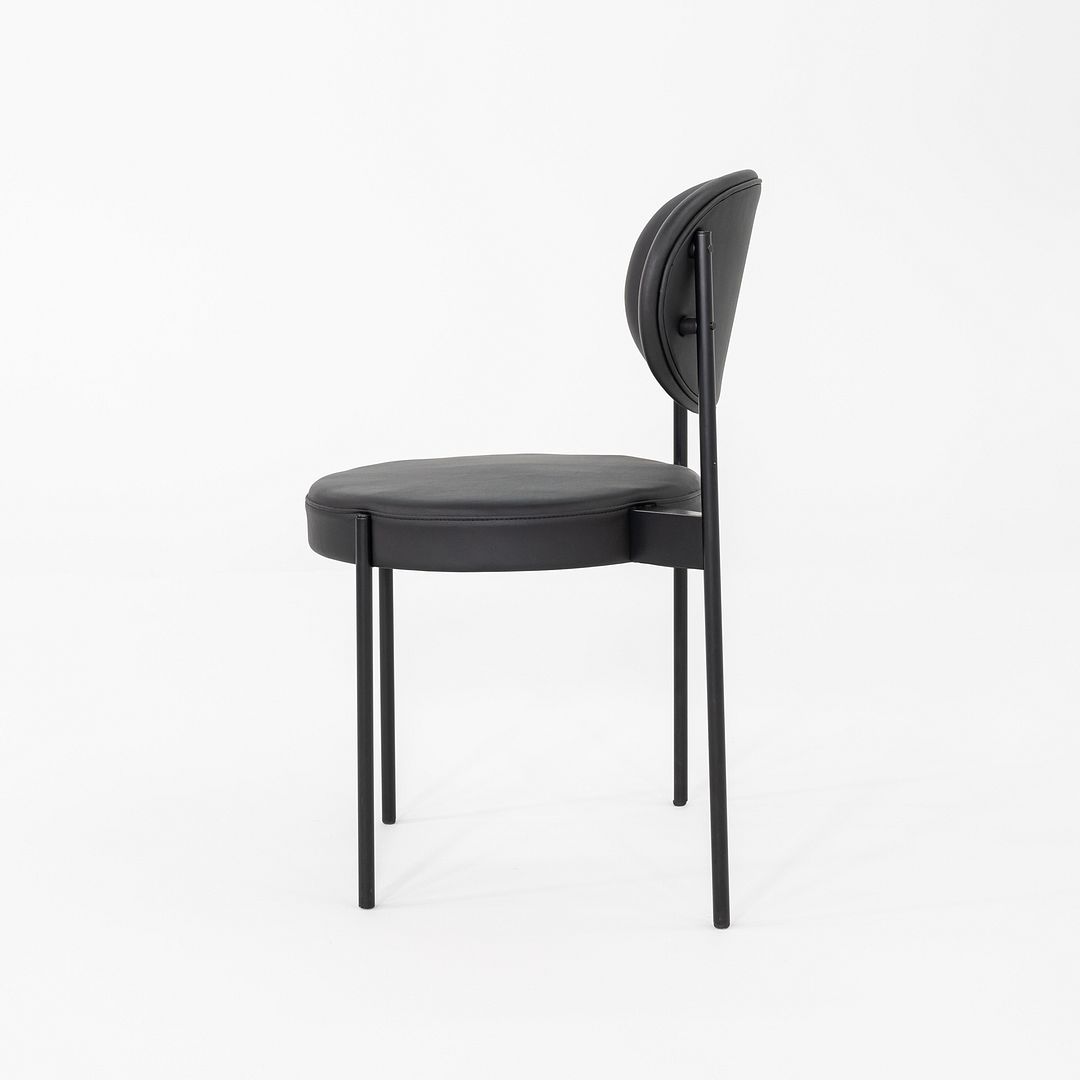 2020s Set of Ten Verner Panton for Verpan Series 430 Dining Chairs Black Leather