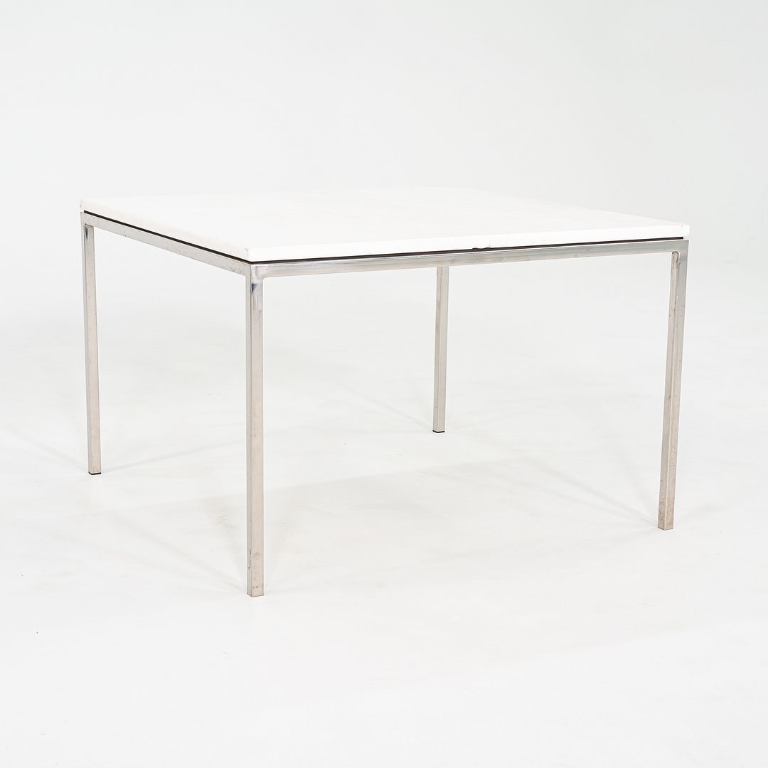 1965 Pair of Custom Marble and Steel Square Side Tables from Yamasaki Building