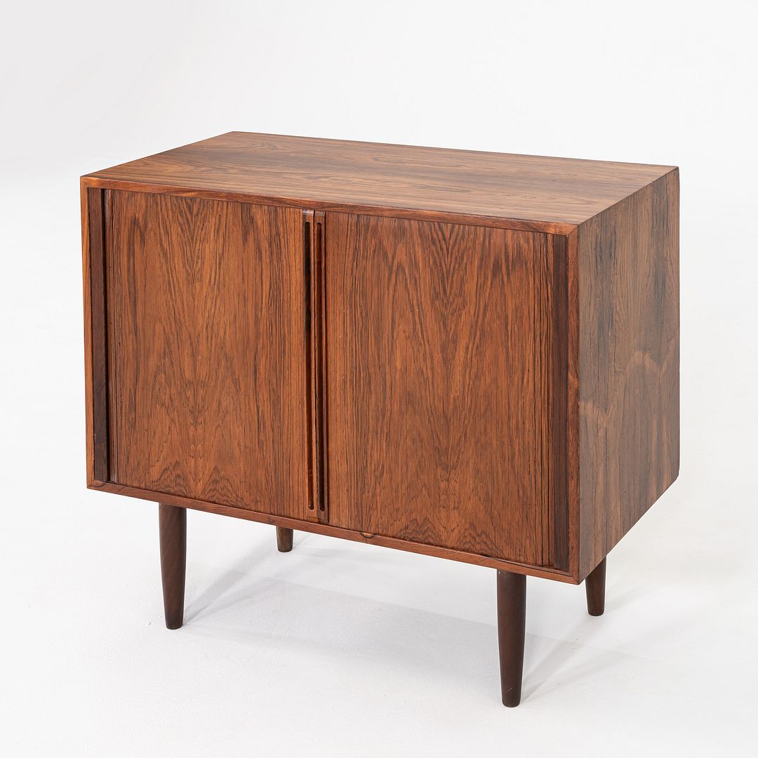 1970s Kai Kristiansen Feldballes Rosewood Media / Record Cabinet Tambour Doors