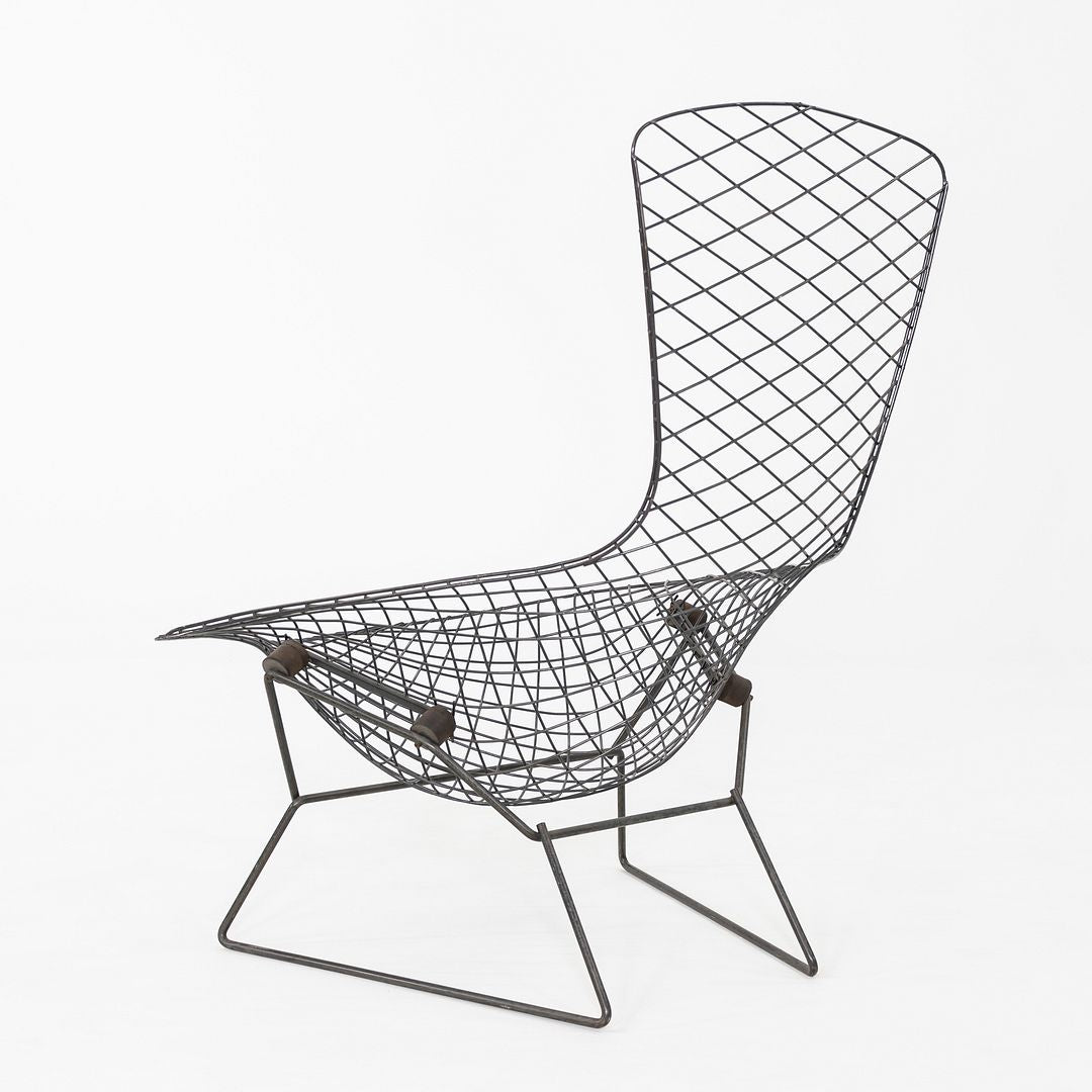 1960s Harry Bertoia for Knoll Bird Lounge Chair in Black Welded Steel Frame