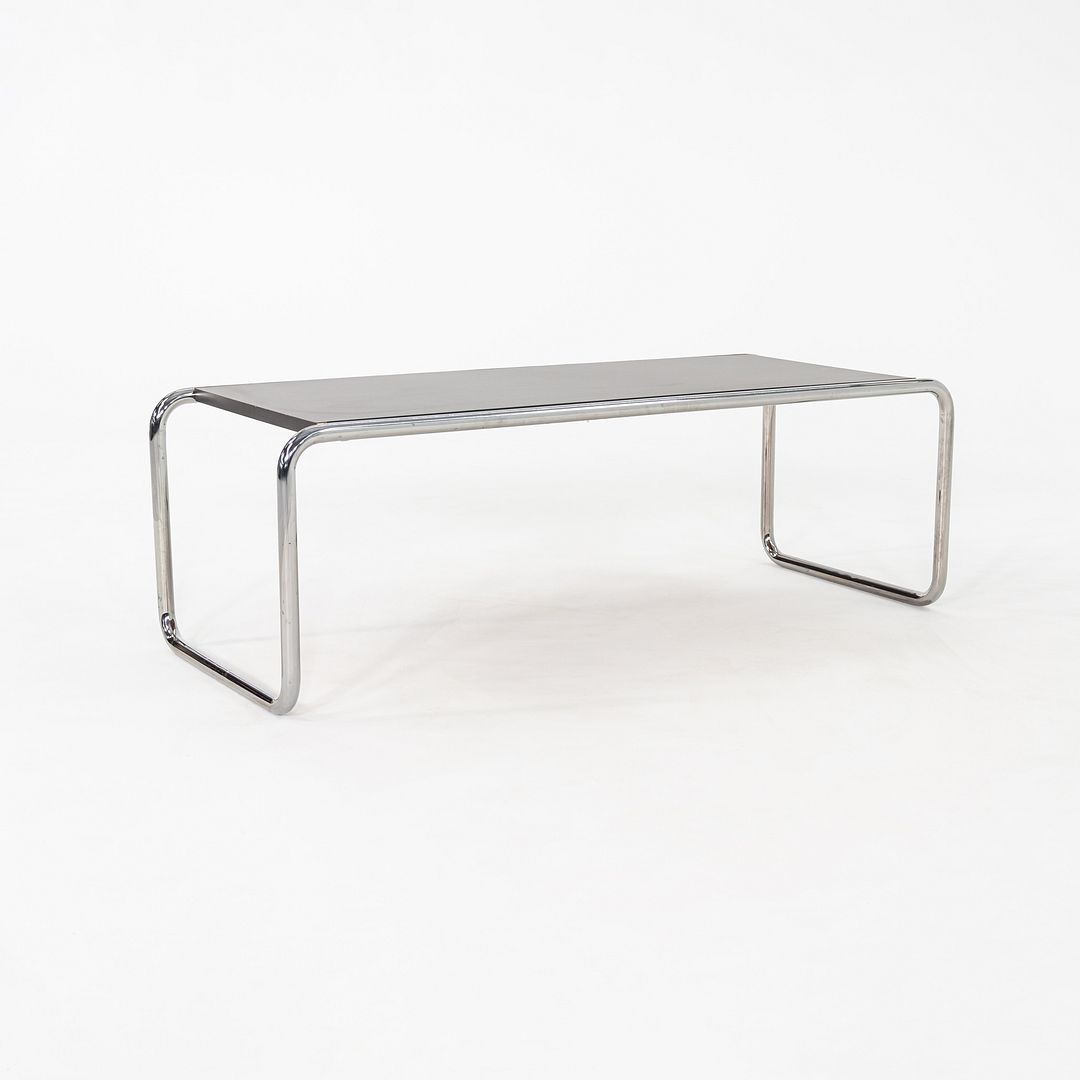 1990s Marcel Breuer for Thonet Laccio Coffee Table Black Laminate w/ Steel Frame