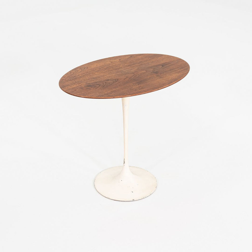 C. 1959 Eero Saarinen for Knoll Oval Tulip Pedestal Side Table w/ Walnut Top