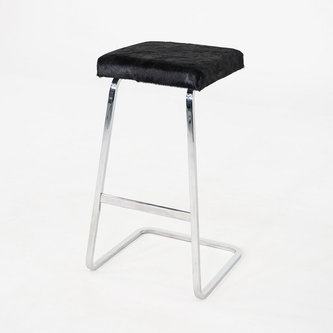 2020s Mies Van Der Rohe for Knoll Four Seasons Bar Stool Hair on Hide 7x Avail