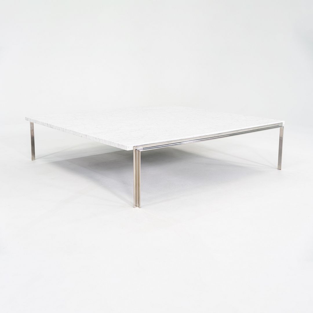 1990s Steel & Carrara Marble Coffee Tables Attributed to Treitel Gratz 2x Avail
