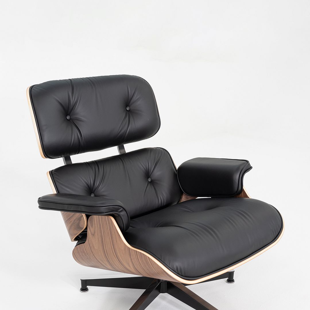 SOLD 2025 Herman Miller Eames Lounge Chair and Ottoman in Black Leather and Walnut