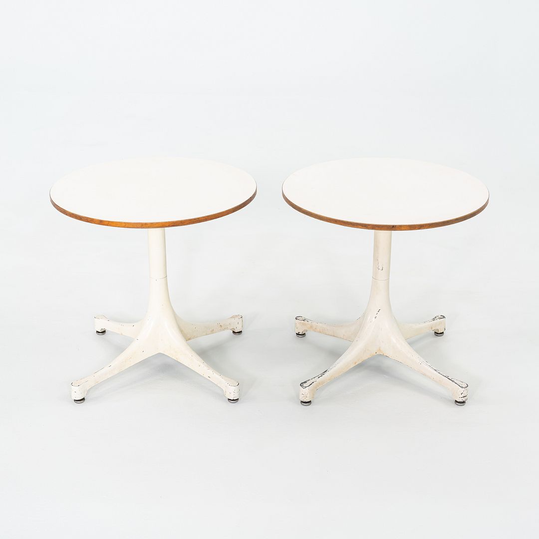 SOLD C. 1958 Pair of George Nelson Pedestal Side Tables for Herman Miller w/ Laminate