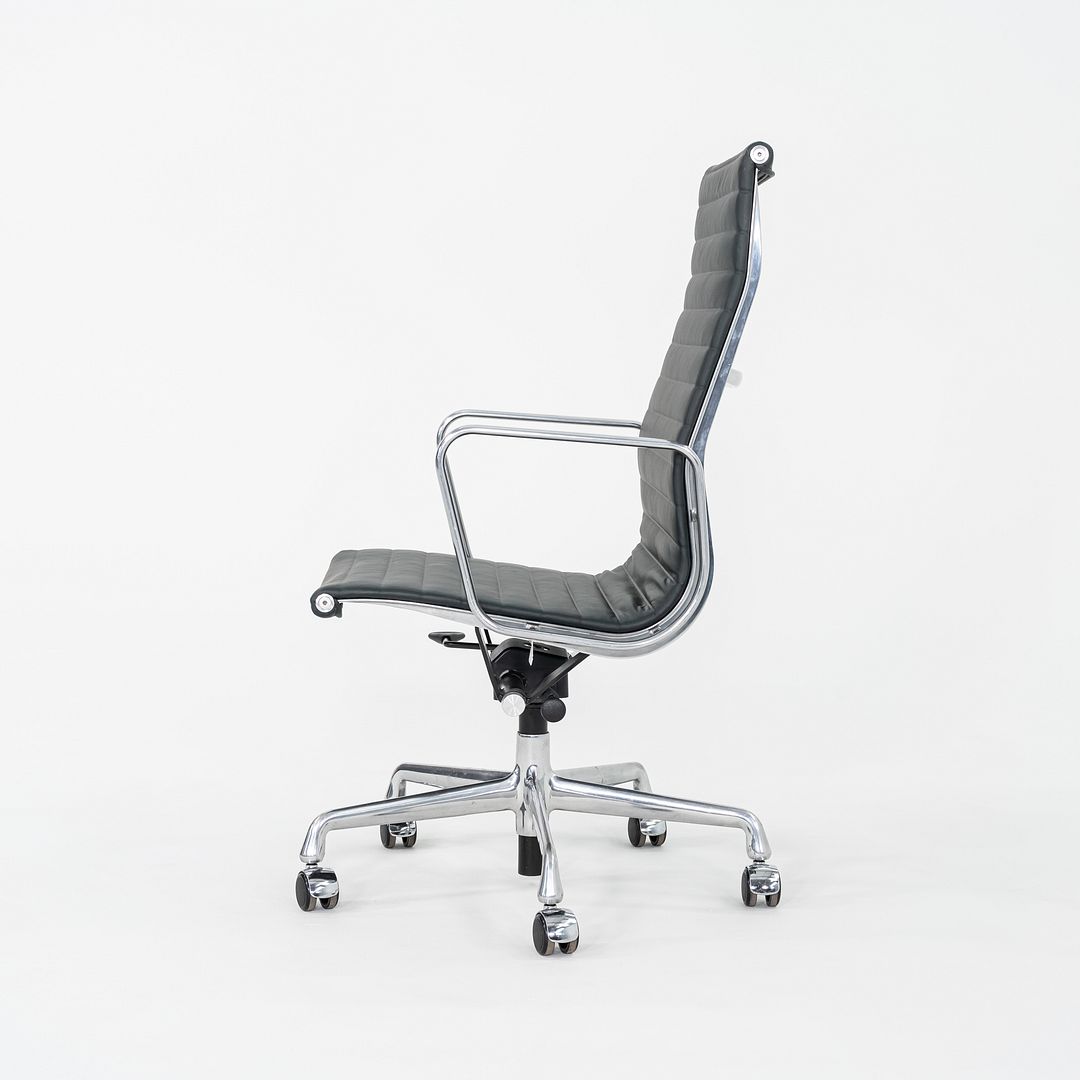 SOLD 2010s Herman Miller Eames Aluminum Group Executive Desk Chair Dark Green Leather