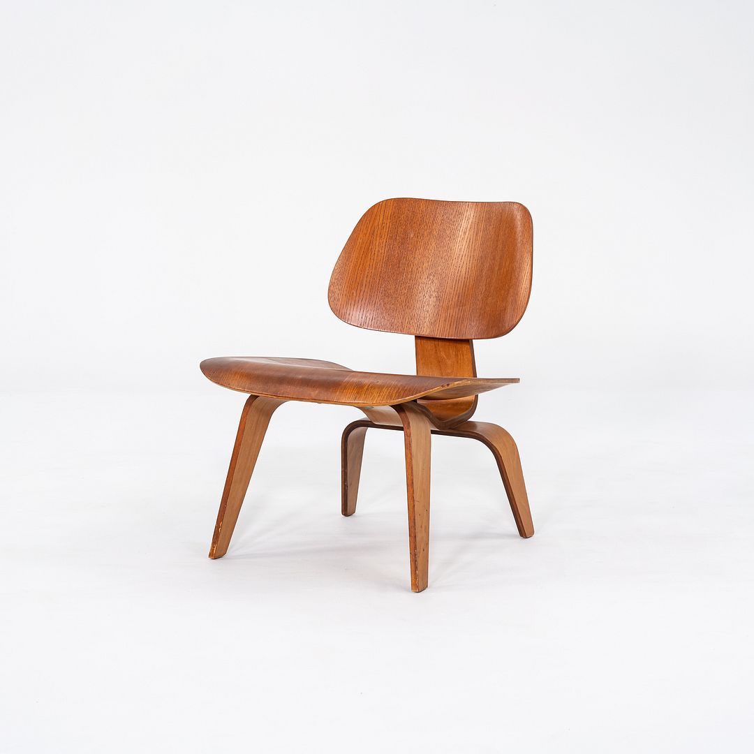 1950s Pair of Herman Miller Eames LCW Lounge Chairs in Calico Ash