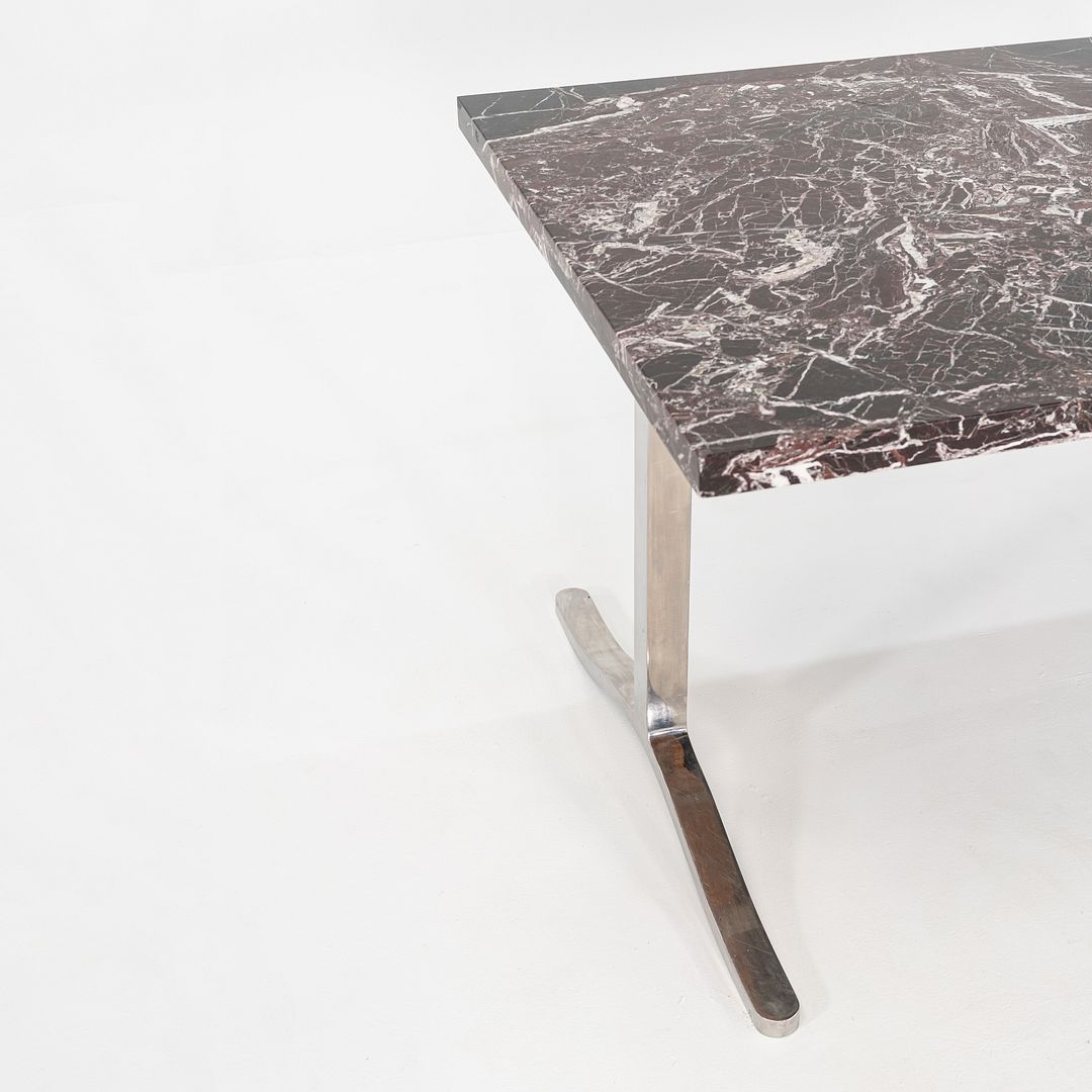 1970s Nicos Zographos Rosso Levanto Marble & Stainless Steel Alpha Dining Table
