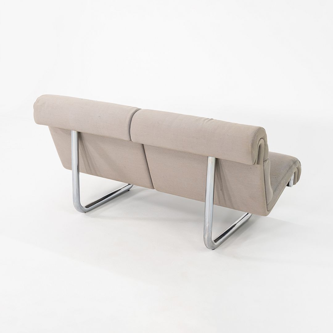 C. 1970s Richard Schultz Design Prototype Loveseat Sofa Tubular Polished Steel