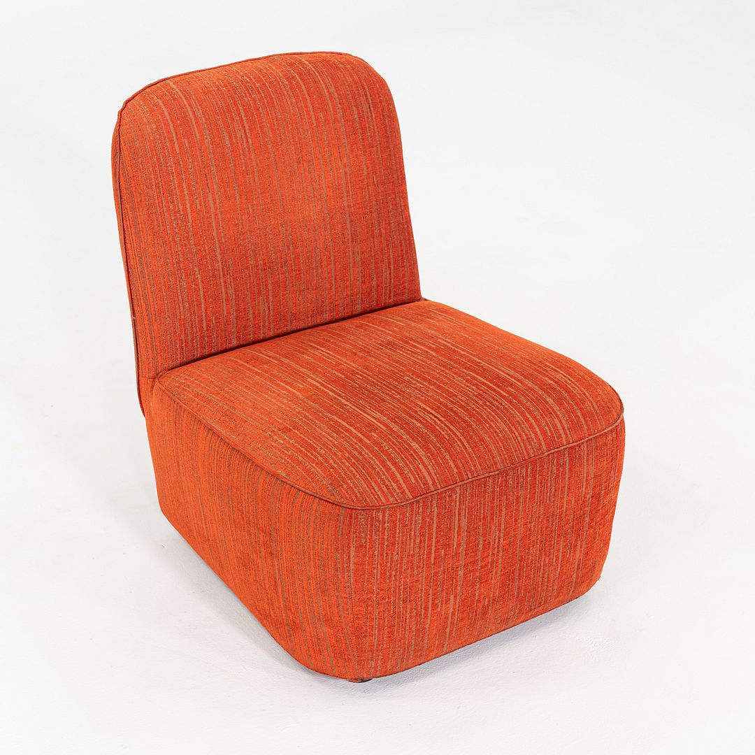 2020s Pair of Paola Navone for Casamilano Armless Lounge Chairs in Orange Fabric
