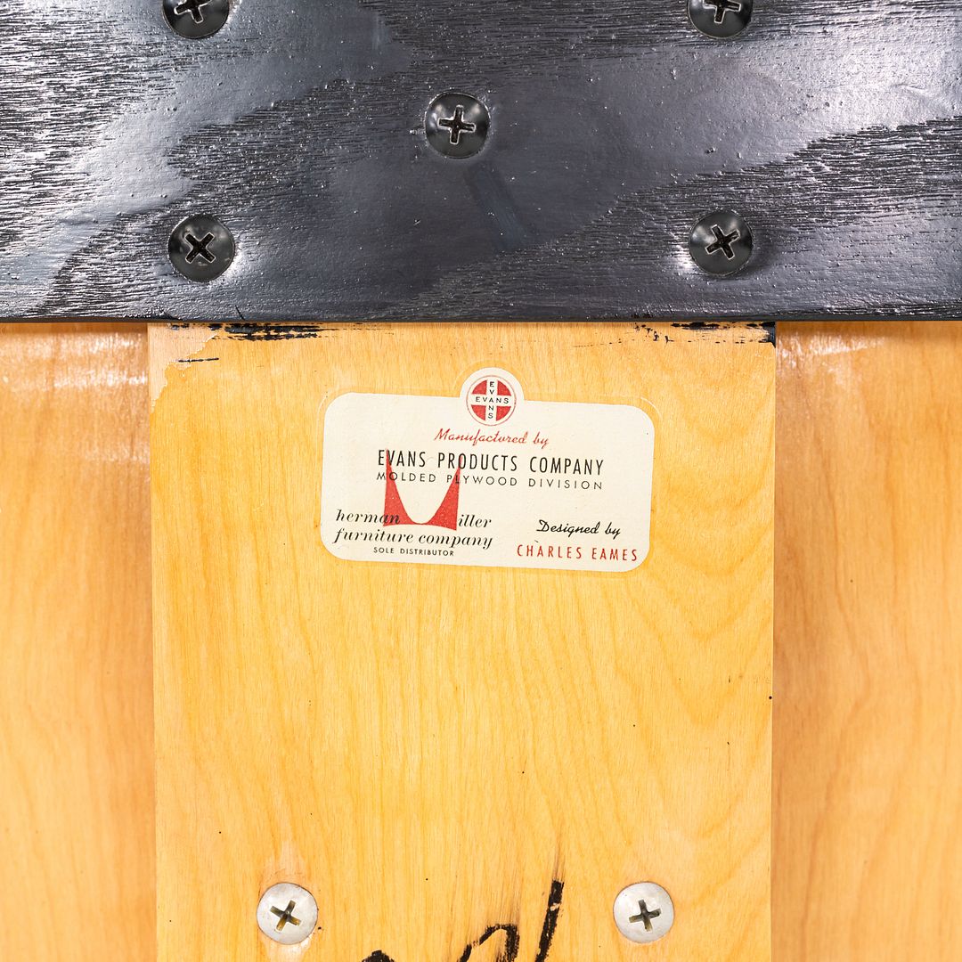 1947 Pair of Evans Eames LCW Chairs with Birch Seat and Ebonized Ash Legs 5-2-5