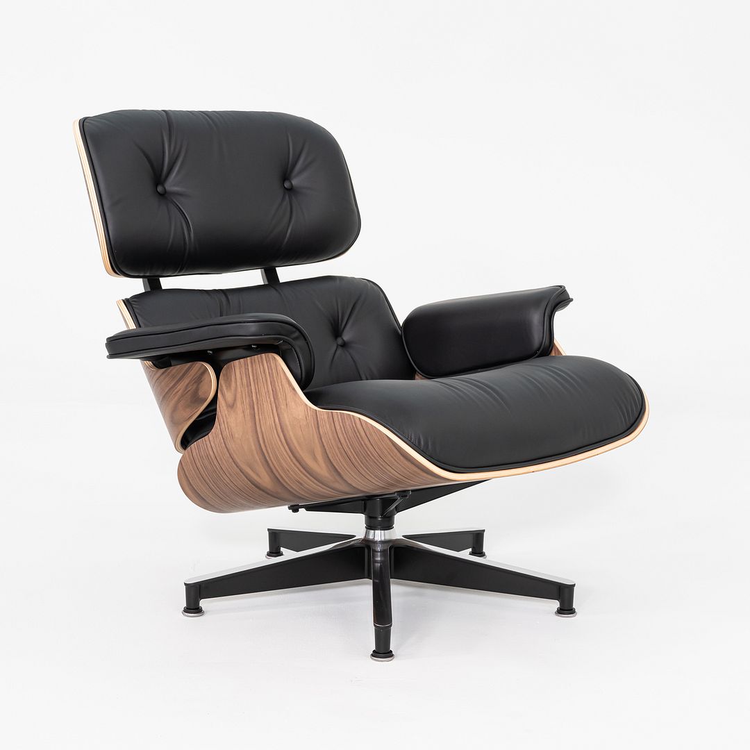 SOLD 2025 Herman Miller Eames Lounge Chair and Ottoman in Black Leather and Walnut
