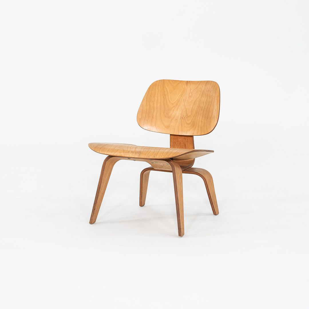 SOLD C. 1951 Pair of Herman Miller Eames LCW Lounge Chair in Calico Ash