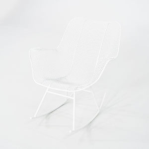 1950s Russell Woodard Sculptura Rocking Chair with White Wrought Iron Frame