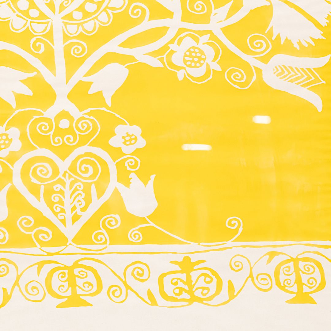 Rare 1960s Marimekko Finland Steel Framed Poster in Yellow by Fujiwo Ishimoto