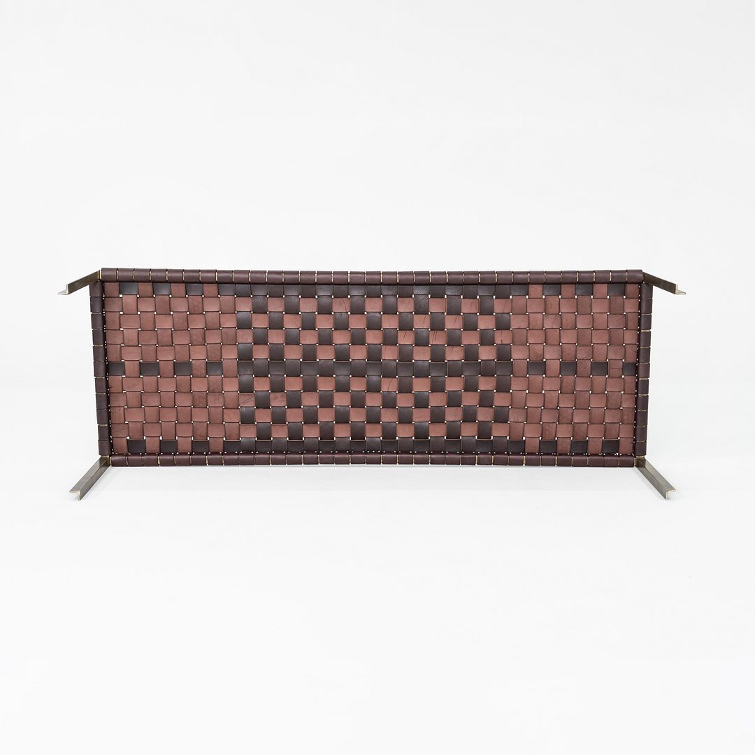2020s Gratz / Laverne TG-18 Large Bench in Bronze with Woven Dark Brown Leather