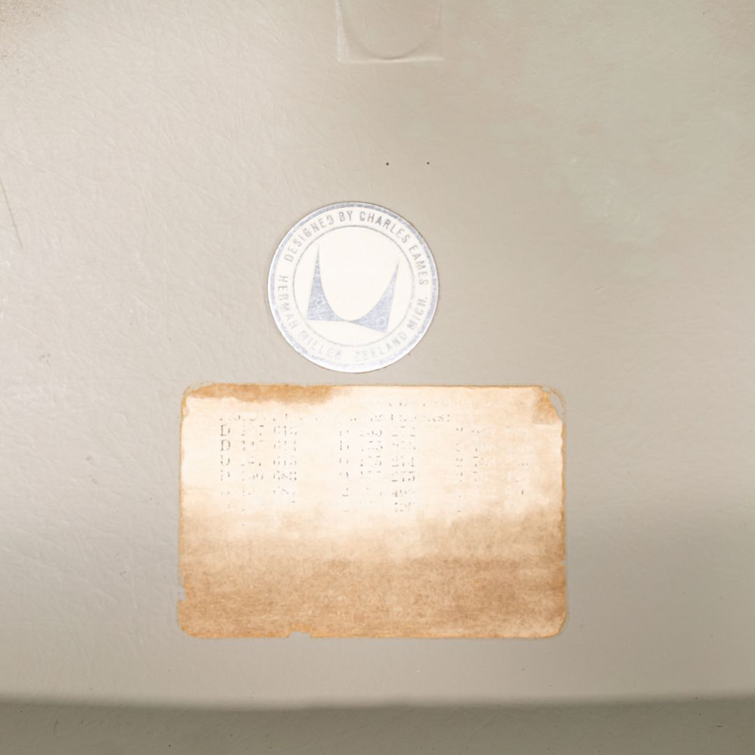 C. 1956 Pair of Herman Miller Eames Fiberglass DAX Arm Shell Chair in Naugahyde