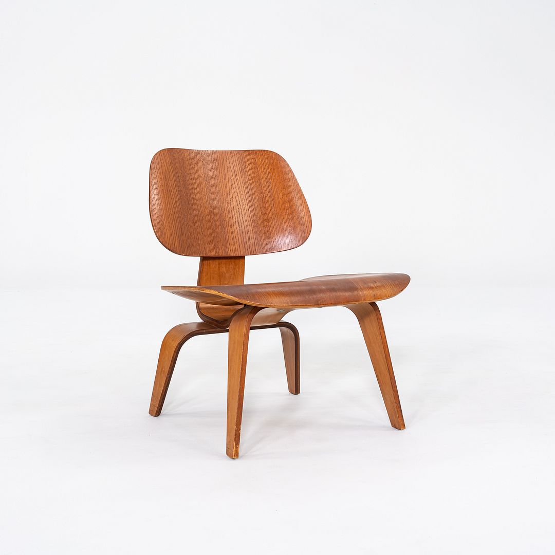 1950s Pair of Herman Miller Eames LCW Lounge Chairs in Calico Ash