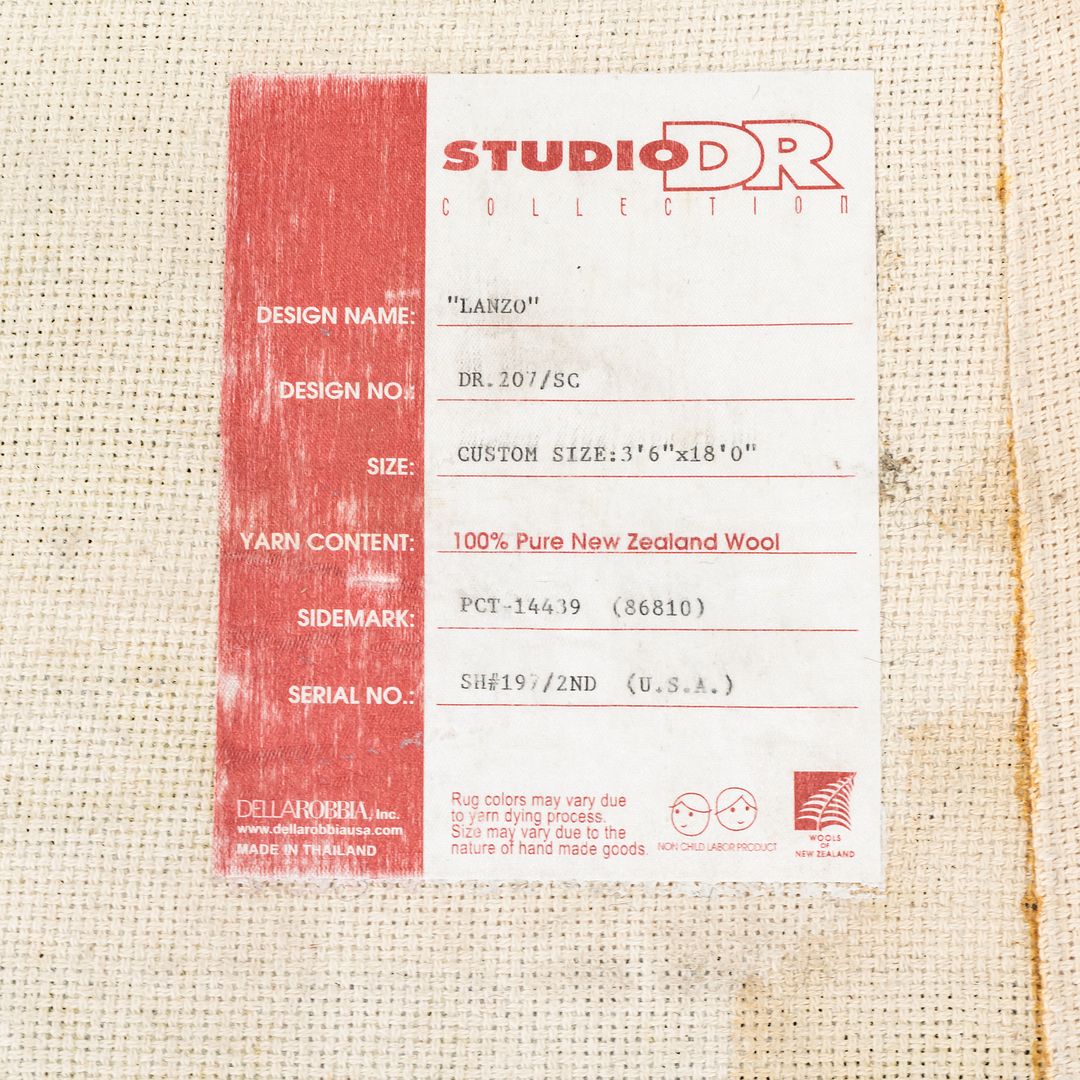 2000s Studio DR DellaRobbia Lanzo Rug 88x43" Hand Tufted in New Zealand Wool